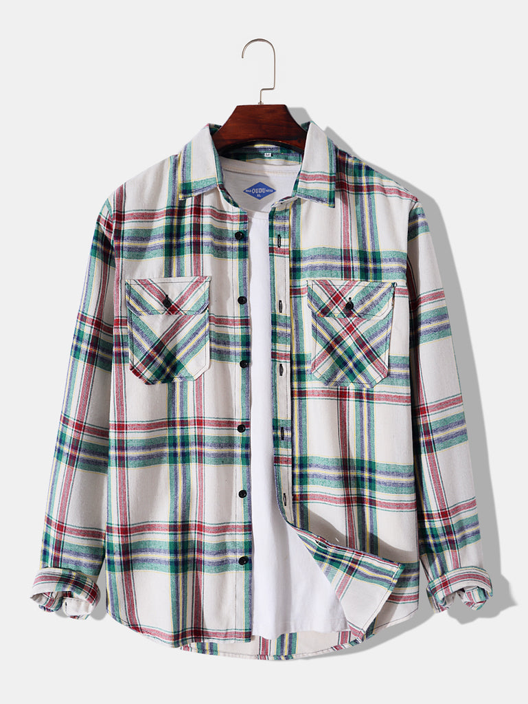 Men Plaid Button Through Shirt With Pockets